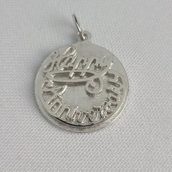 Sterling silver happy anniversary bracelet charm - Picture 1 of 3